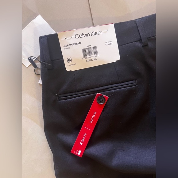 Calvin Klein Size 34W 30L STRAIGHT FIT New Pants black pockets men - Picture 13 of 16